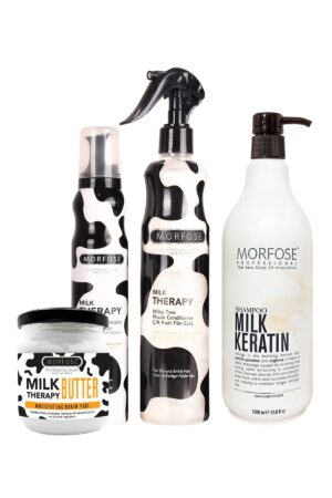 Morfose Milk Keratin Milk Shampoo 4-Piece Hair Care and Styling Set