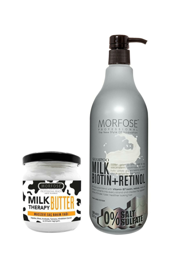 Morfose Milk Therapy Butter+Sulfate-Free Milk Biotin+Retinol-Containing Salt-Free Shampoo 1000 ml