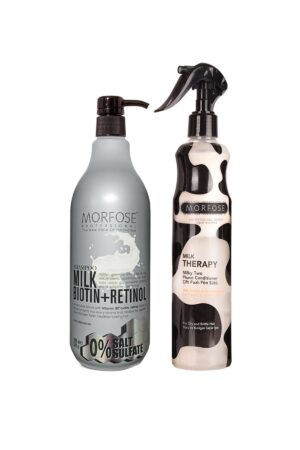 Morfose Sulfate-Free Milk Biotin+Retinol-Containing Salt-Free Shampoo 1000 ml+Dual-Phase Blow Dry 400 ml