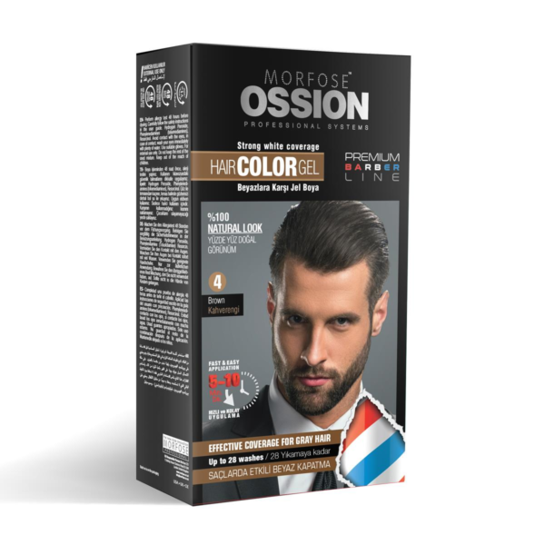 Ossion Pr.Barber Men's Hair Gel Color Brown No:4 Kit 40 ml