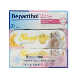 Introducing the Bepanthol Baby Anti-Rash Ointment 100 g + 2 Pack Sleepy Sensitive Wet Towels 90 Pack Gift This gentle and effective cream is specially formulated to soothe and protect your baby's delicate skin.