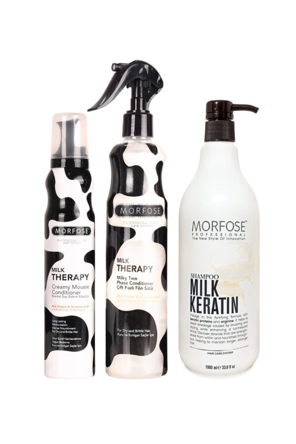 مجموعة العناية بالشعر Morfose Milk Keratin Milk 3 عبوات من مجموعة العناية بالشعر