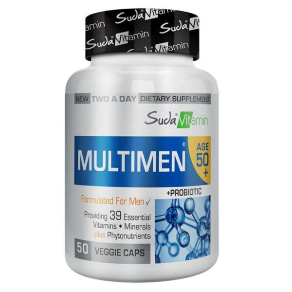 Introducing the Suda Vitamin Multimen 50+ Men's Multivitamin 50 Herbal Capsules, a powerful blend of vitamins and herbs to support men's health.