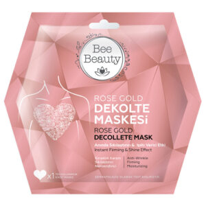 Introducing the Bee Beauty Rose Gold Decollete Mask, a luxurious beauty solution for rejuvenating the skin on your neck and chest.