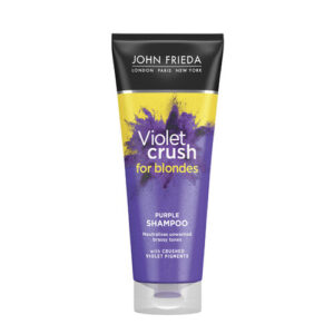 Introducing the John Frieda Violet Crush For Blondes Purple Shampoo 250 ml, the perfect solution for maintaining vibrant and salon-fresh hair color.