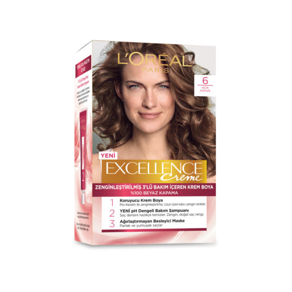 Loreal Paris Excellence Creme Hair Dye - 6 Light Brown - Excellence