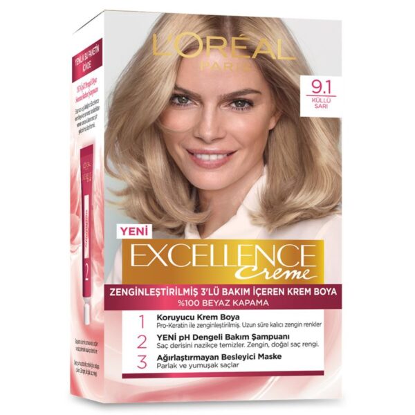 Loreal Paris Excellence Creme Hair Dye - 9.1 Blonde Ash - Excellence