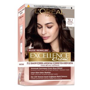 Loreal Paris Excellence Creme Nude Colors Hair Dye - 3U Nude Dark Brown - Excellence