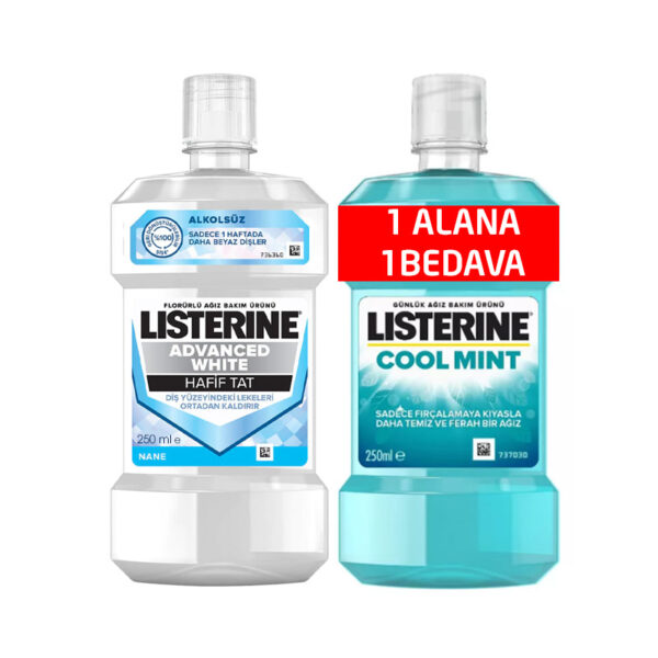 Listerine Advanced White 250 ml + Cool Mint 250 ml GIFT