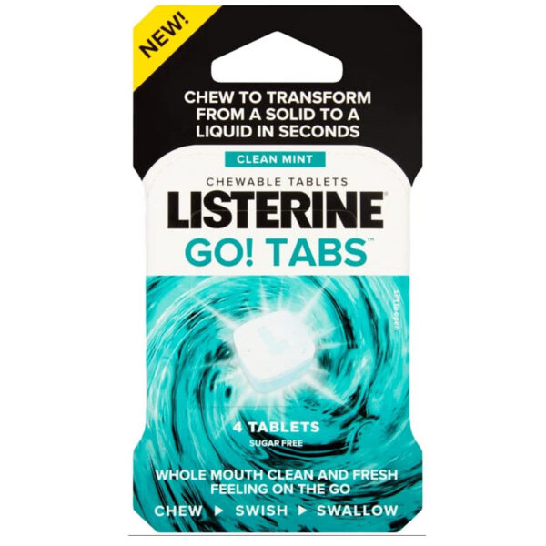 Listerine Go Tabs Clean Mint Chewable Tablet 4 Pack