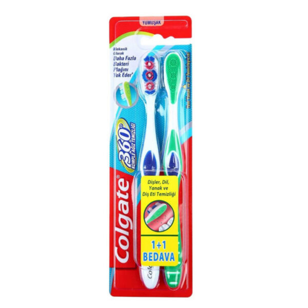 كولجيت 360 تنظيف الفم الكامل 1+1 فرشاة أسنان ناعمة | Colgate