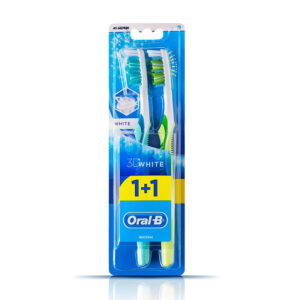 فرشاة أسنان أورال بي 3D وايت متوسطة 1+1 هدية | Oral B