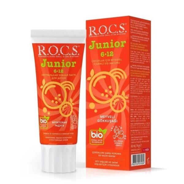 ROCS Junior Toothpaste for Children 6-12 Years Old (Fruity Rainbow) 60 ml