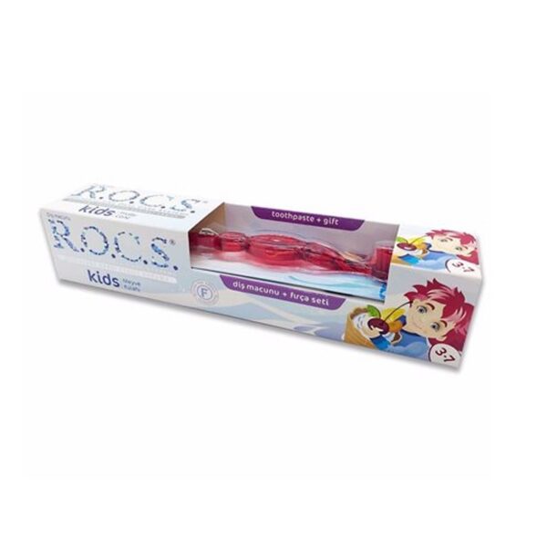 ROCS Kids 3-7 Years Old Fruit Cone Toothpaste Brush Set