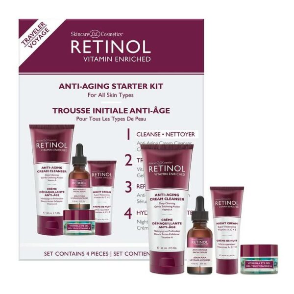 Introducing the Retinol Anti-Aging Starter Kit For All Skin Types Set, a comprehensive solution for combating the signs of aging.