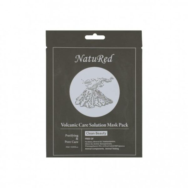 Introducing the NatuRed Volcanic Care Solution Mask Pack 25 ml, a powerful solution for deep cleansing and rejuvenation.