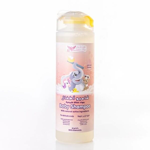 Introducing the Kuwait Shop Baby Shampoo With Chamomile 250 ml. This gentle formula is perfect for keeping your baby's delicate hair clean and healthy.