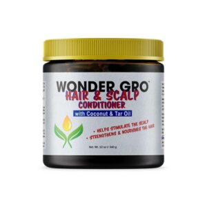 Introducing the Wonder Gro Hair and Scalp Conditioner with Coconut and Tar Oil 340 g, a nourishing solution for healthy hair and scalp.