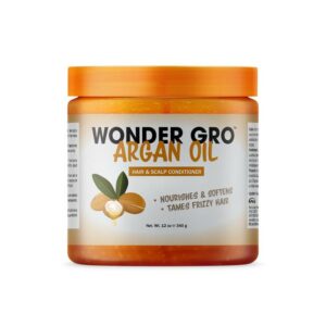 Introducing the Wonder Gro Argan Oil Hair and Scalp Conditioner 340 g, a solution for nourishing and strengthening your hair and scalp.