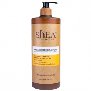 Introducing the Shea Miracles Shea Hair Shampoo With Shea Butter, Almond & Honey 1000 g. This shampoo is specially formulated to nourish and revitalize your hair, leaving it soft, smooth, and healthy.