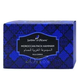 Introducing the Jardin Oleane Moroccan Pack Hammam Nila Zarka Set, designed to elevate your bath experience with its luxurious and refreshing properties.