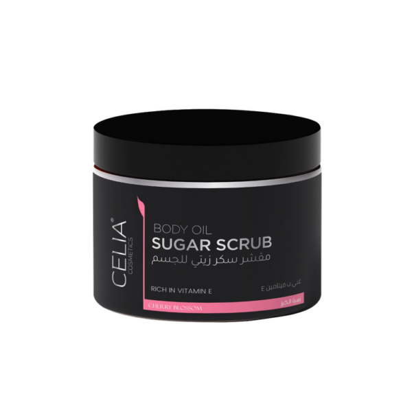 Introducing Celia Body Oil Sugar Scrub With Cherry Blossom, a luxurious and nourishing exfoliating treatment for your skin.