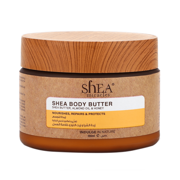 Introducing the Shea Miracles Shea Body Butter With Shea Butter, Almond Oil And Honey 150 ml, a luxurious and nourishing cream for your skin.