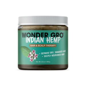 Introducing the Wonder Gro Indian Hemp Hair and Scalp Therapy 340 g, a nourishing solution for stronger, healthier hair.