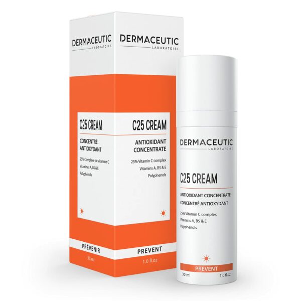 Introducing the Dermaceutic C25 Cream Antioxidant Concentrate 30ml, an essential skincare product designed to rejuvenate and brighten your complexion.