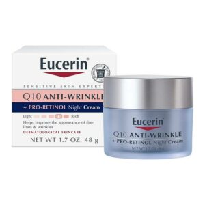 Introducing the Eucerin Q10 Anti-Wrinkle + Pro-Retinol Night Face Cream 48 g, a powerful solution for reducing the appearance of wrinkles and fine lines.