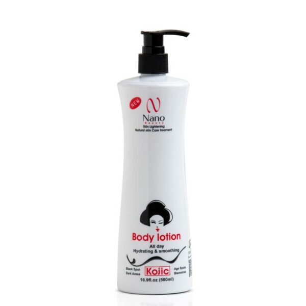 Introducing the Nano Beauty Kojic Body Lotion 500 ml, the perfect solution for achieving a brighter, more even skin tone.