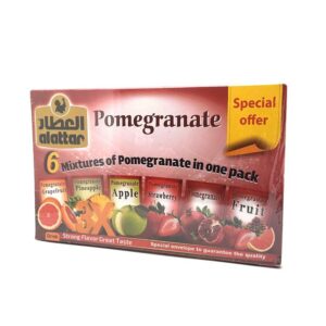 Introducing Al-Attar Pomegranate 6 Mixtures of Pomegranate in one Pack 24 Bag, a refreshing drink that is the perfect blend of sweet and tangy.