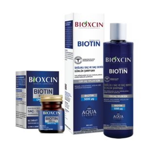 مجموعة بيوكسسين بيوتين: شامبو بيوتين 300 مل + بيوتين 5000 مجم 60 قرص | Bioxcin