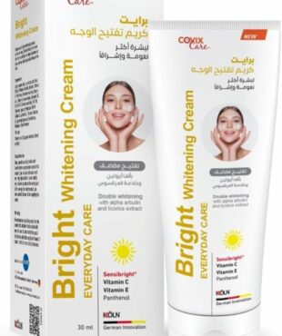  برایت كريم تفتيح الوجه من كوفيكس كير 60 مل | Covix Care، الحل المثالي للحصول على بشرة أكثر إشراقًا وتوحيدًا في اللون. هذا الكريم المميز مصمم لتقليل البقع الداكنة وتغير اللون، مع تعزيز ترطيب البشرة ومنحها توهجًا صحيًا. رمز المنتج: