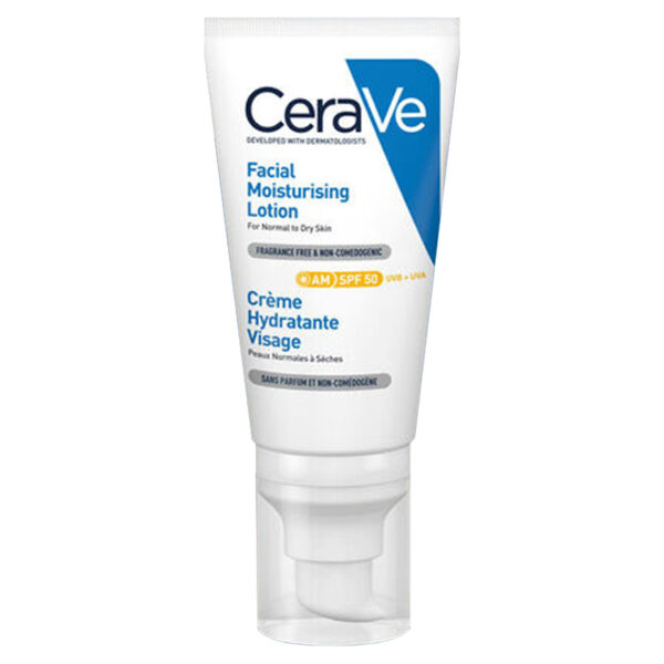 Introducing the CeraVe Face Cream SPF 50 52 ml, a lightweight and moisturizing solution to protect your skin from harmful UV rays while keeping it hydrated and nourished.