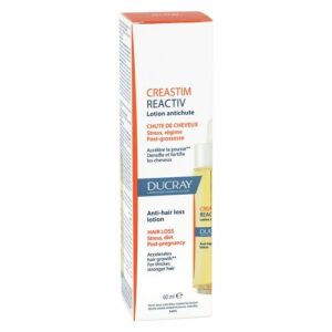 Introducing the Ducray Creastim Reactiv Anti-Hair Loss Lotion 60 ml, a powerful solution to combat hair loss and promote hair growth.