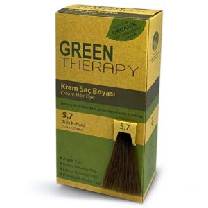 نقدم لكم جرين ثيرابي صبغة شعر رقم 5.7 قهوة تركية | Green Therapy، الحل الأمثل للحصول على لون شعر نابض بالحياة. تم تركيبه بعناية هذا الكريم يوفر لونًا وتغذية تدوم طويلاً لشعرك.