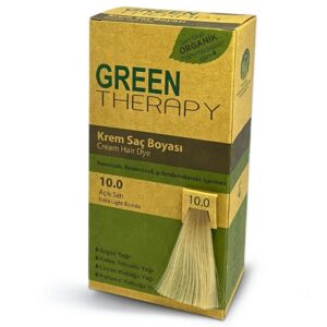 نقدم لكم جرين ثيرابي صبغة شعر رقم 10.0 أشقر فاتح | Green Therapy، الحل الأمثل للحصول على لون شعر حيوي وطبيعي.