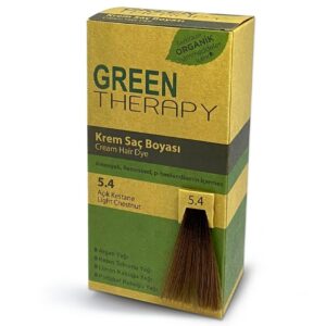 Introducing the Green Therapy Hair Dye Cream 5.4 Light Chestnut, the perfect solution for achieving vibrant and natural-looking hair color.