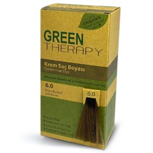 Introducing the Green Therapy Hair Dye Cream 6.0 Dark Auburn, a high-quality solution for achieving a stunning and natural-looking hair color.