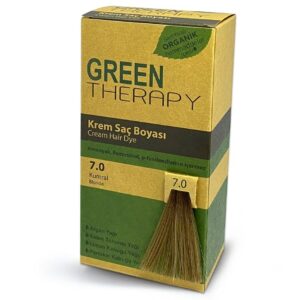 Introducing the Green Therapy Hair Dye Cream 7.0 Auburn, a professional-grade hair color solution for vibrant, long-lasting results.