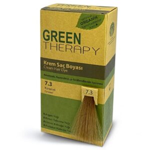 نقدم لكم جرين ثيرابي صبغة شعر رقم 7.3 كراميل | Green Therapy، الحل للحصول على لون شعر حيوي وطبيعي.