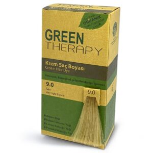 Introducing Green Therapy Hair Dye Cream 9.0 Yellow, the perfect solution for vibrant and long-lasting hair color.