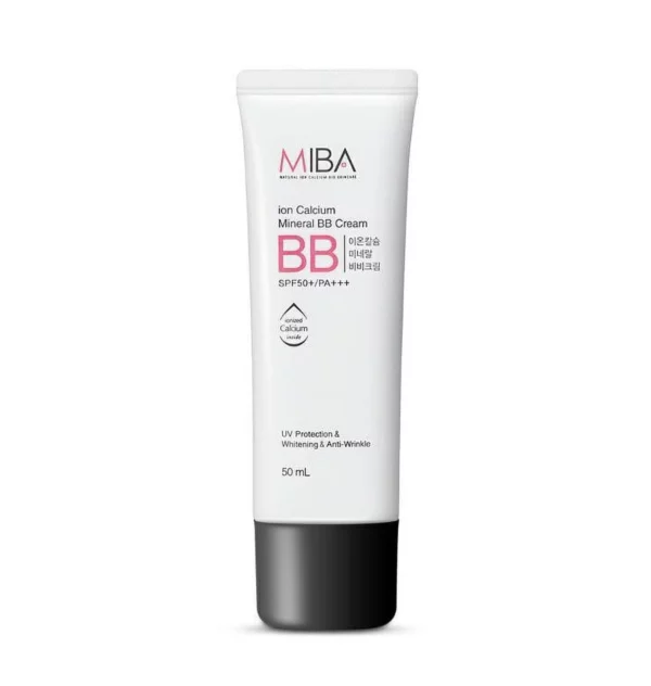 Introducing the Dr. MIBA Ion Calcium Menral BB Cream Spf 50+ 50 ml. This multi-functional product offers coverage, brightening, and sun protection in one convenient package.