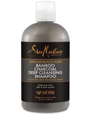 Shea Moisture African Black Soap Shampoo With Bamboo Charcoal Deep Cleanse - 384ml