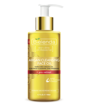 Introducing the Bielenda Argan Cleansing Face Oil With Pro Retinol 140 ml, a powerful solution for gentle yet effective skincare.