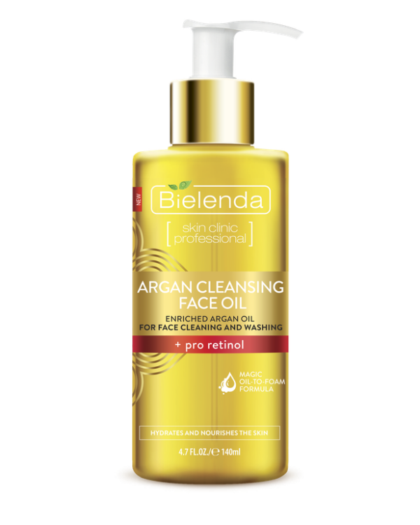 Introducing the Bielenda Argan Cleansing Face Oil With Pro Retinol 140 ml, a powerful solution for gentle yet effective skincare.