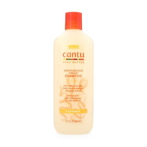 Introducing the Cantu Shea Butter Moisturizing Cream Shampoo 400 ml, a nourishing shampoo designed to provide rich moisture for all hair types.