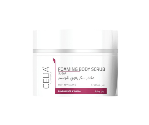 Introducing the Celia Foaming Body Scrub With Pomegranate And Vanilla 400 g, a luxurious exfoliating scrub designed to leave your skin feeling soft and smooth.