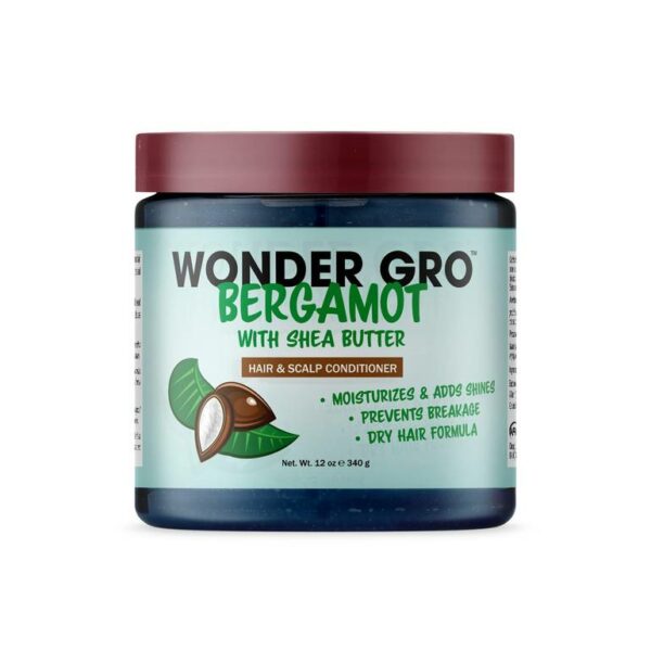 Introducing Wonder Gro Bergamot With Shea Butter Hair and Scalp Conditioner 340 g, a nourishing solution for healthy, lustrous hair.